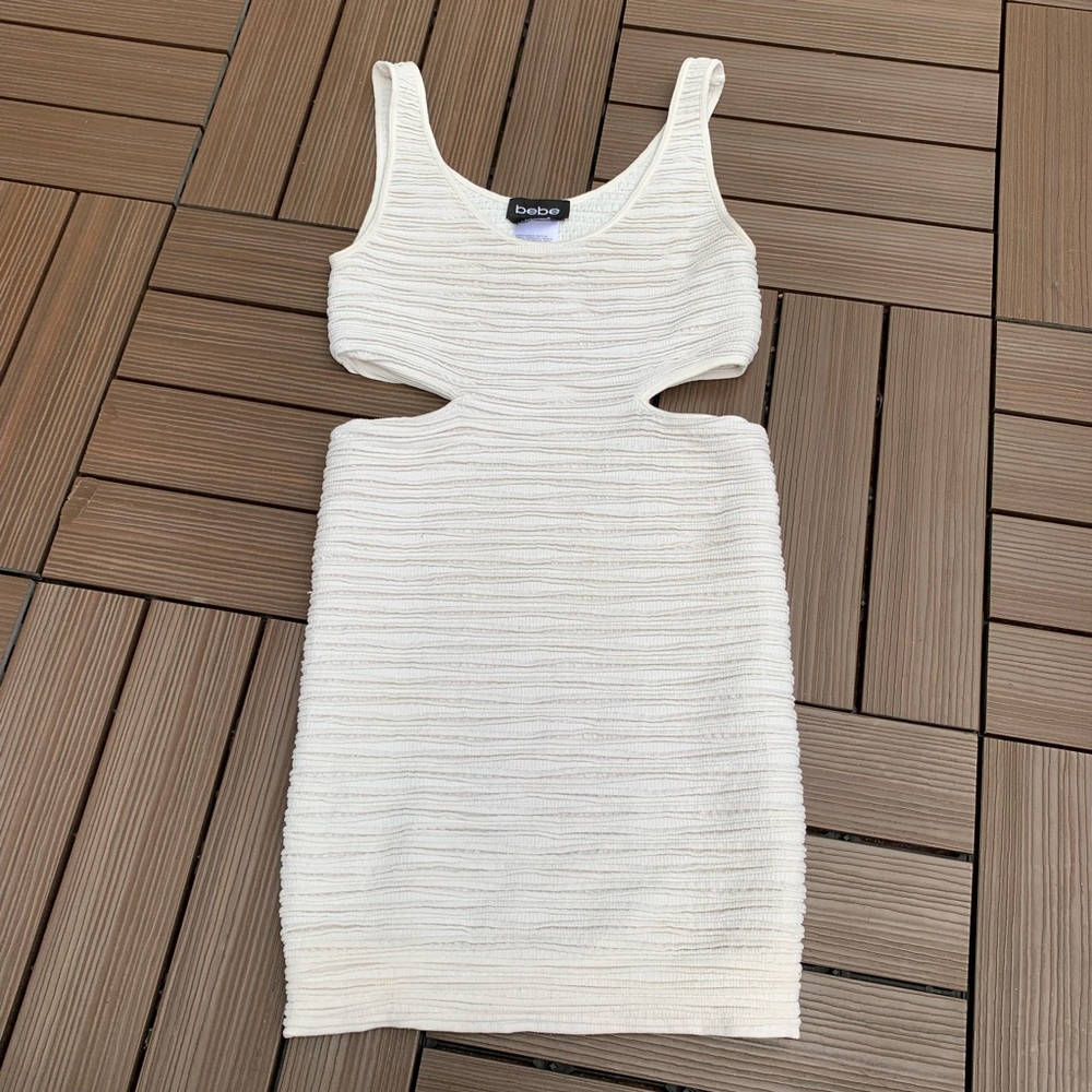Bebe White Ribbed Cut-Out Dress - Picture 3 of 4